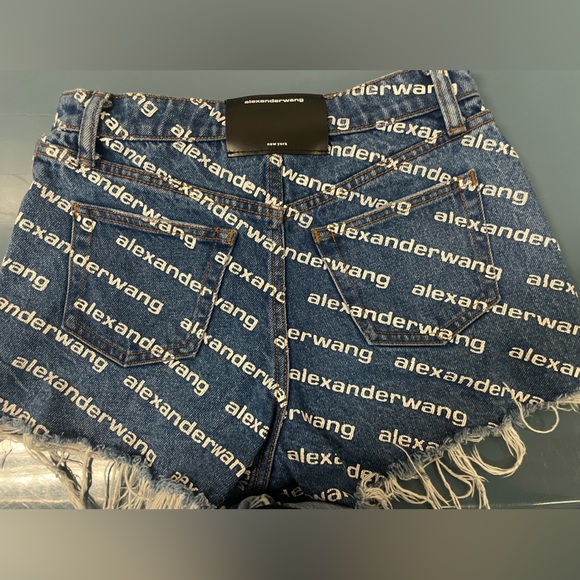 Alexander wang logo-print denim shorts size 25 - Picture 2 of 5